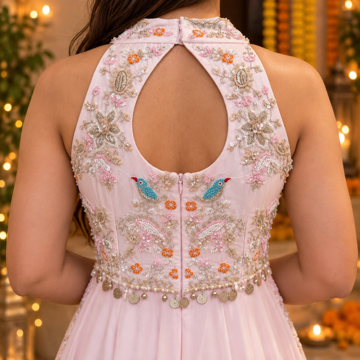 Blush Bloom Embroidered Gown