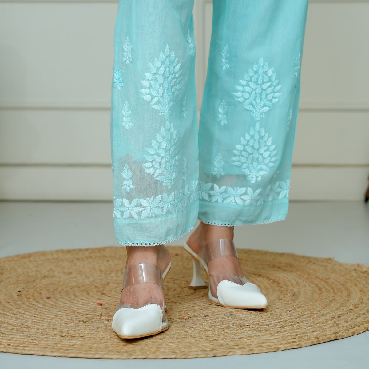 Aqua Chikankari Shirt Co-Ord