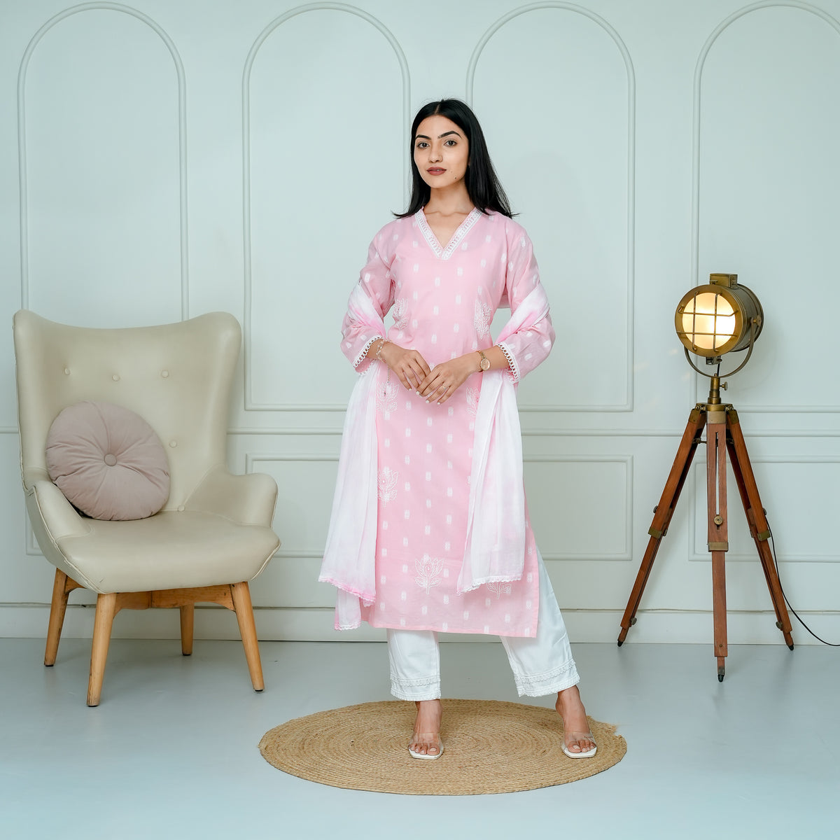 Petal Pink Ikat Suit Set